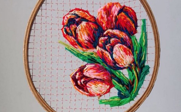 She Transforms Vintage Tennis Rackets Into Gorgeous Embroidery Hoops