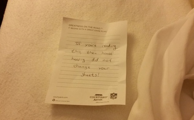 Room Notes Note Found In Hotel Room Sheets Goes Viral