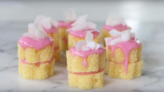 No Bake Pink Coconut Mini Cake Recipe