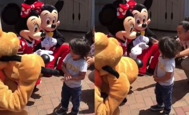 Deaf boy's meeting with Minnie and Mickey goes viral!