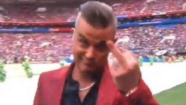 Robbie Williams stuns World Cup viewers by 'flipping the bird' during opening ceremony