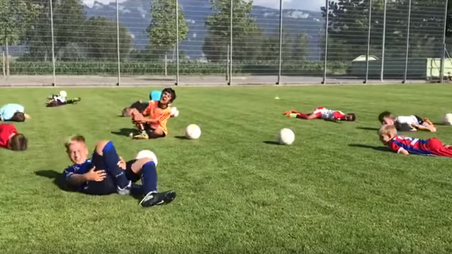 Watch this hilarious video of young football players practicing 'The Neymar'