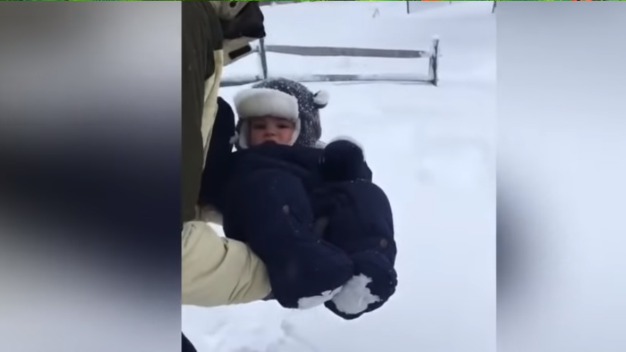 Baby's snow angel goes wrong 