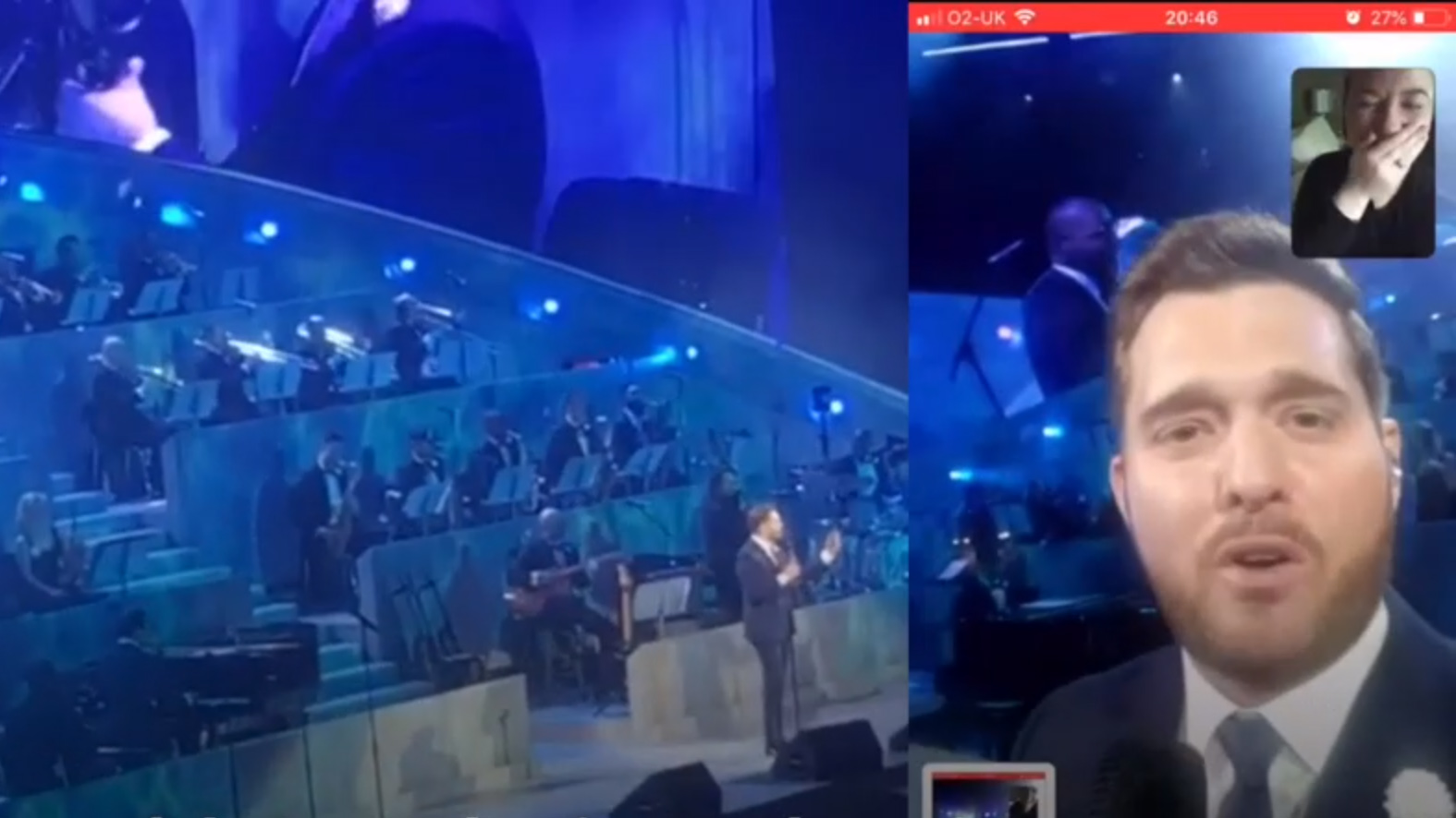 Michael Bublé serenades fan who was unable to attend concert via video call live on stage