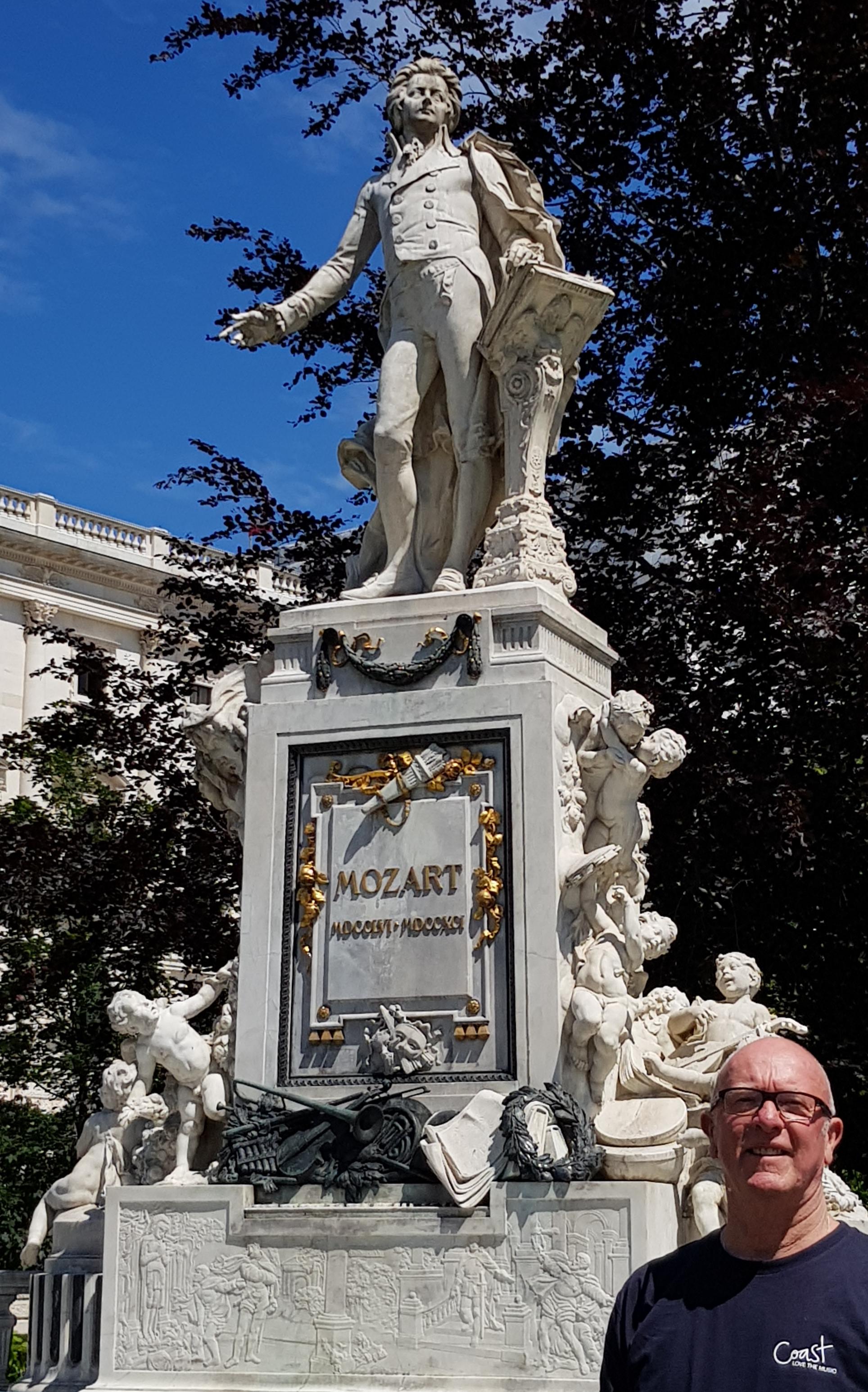 Statue of Mozart in a park in Vienna.