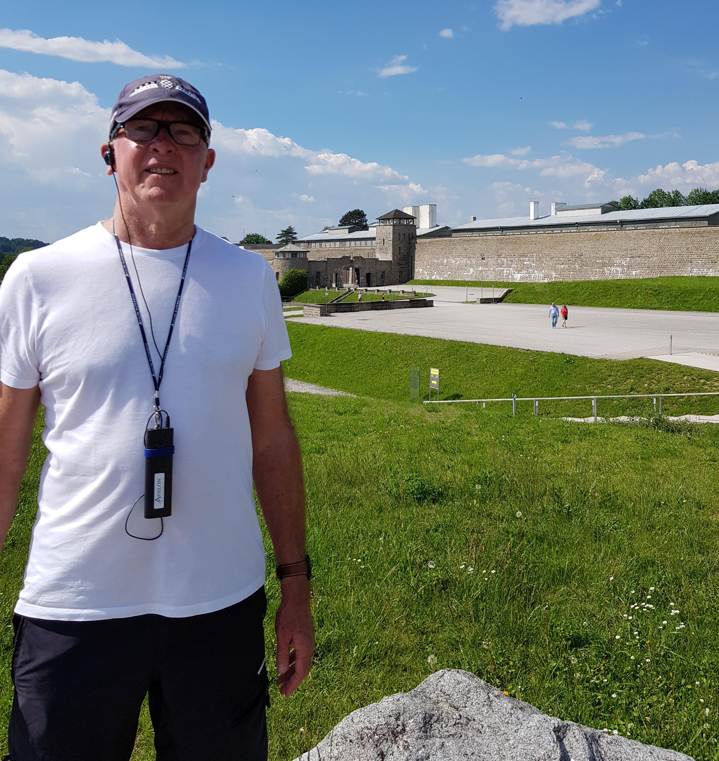 Outside the concentration camp at Mauthausen.