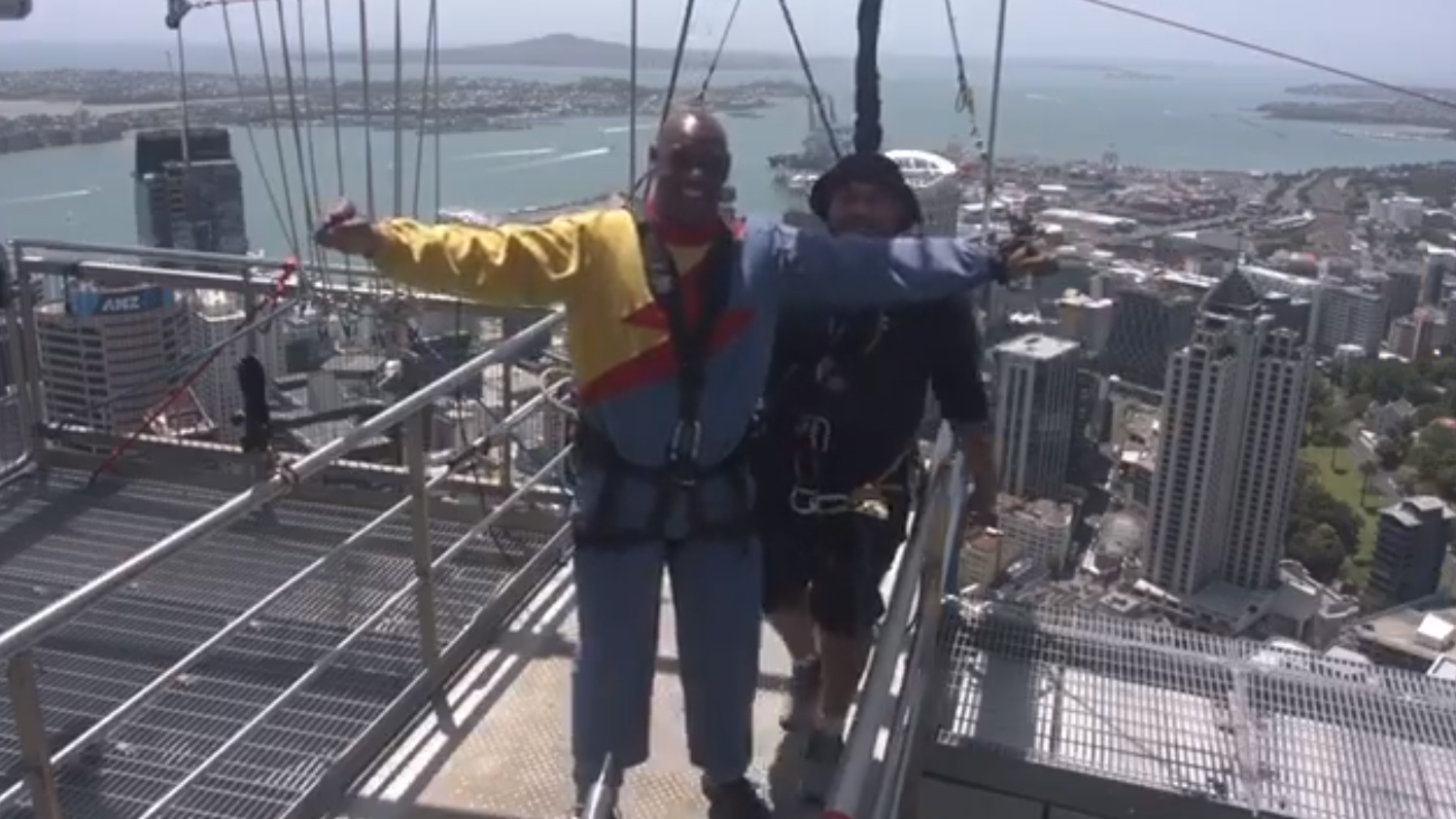 WATCH: The Chase's Shaun Wallace jumps off the Sky Tower in Auckland