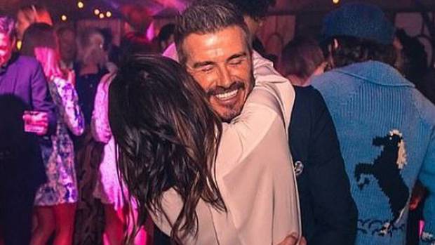 David and wife Victoria Beckham dance closely at their son's lavish 21st birthday bash. Photo / Instagram