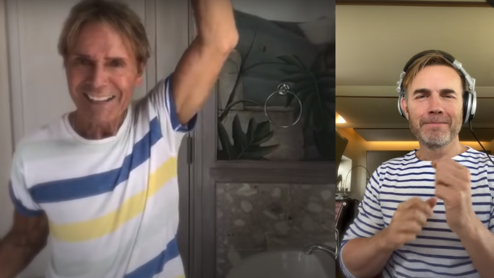 Cliff Richard performs virtual duet of 'We Don’t Talk Anymore' with Gary Barlow from his bathroom