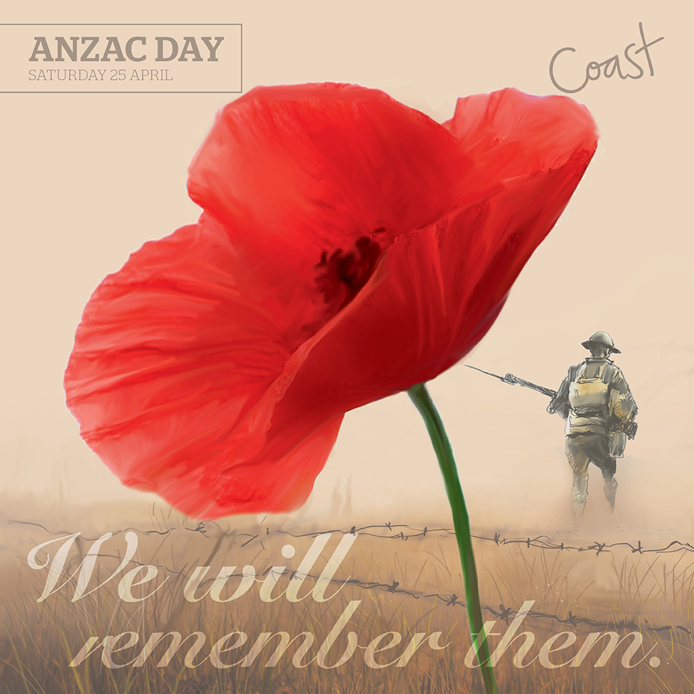 Join Coast for our virtual Anzac Day Dawn Service including a special recording of the Last Post
