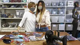 Tiziana Scaramuzzo with her daughter have been inundated with orders for the ‘trikini’ set with features patterned bikinis complete with a face mask.