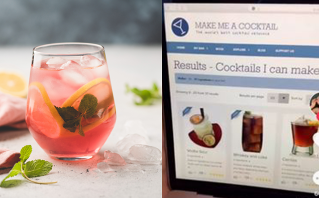 Amazing Website Designs Cocktails based on what is in Your Pantry