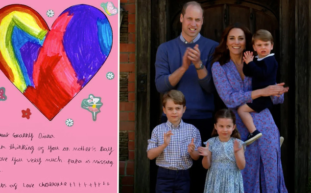 Prince George, Princess Charlotte and Prince Louis make heartbreaking Mother's Day cards for 'Granny Diana'