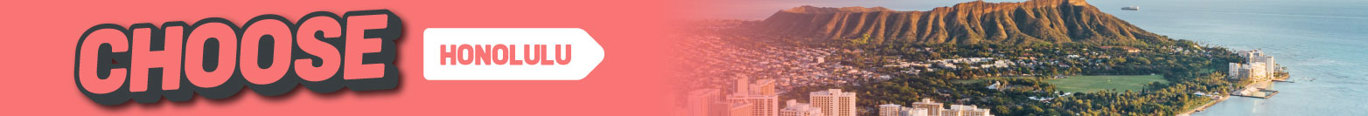 Choose Honolulu text on pink gradient into an image of Honolulu's skyline