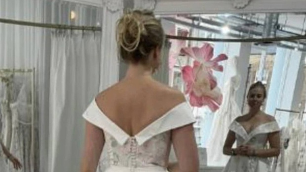 A woman's seemingly innocent wedding dress photo has shocked the internet. Photo / Instagram