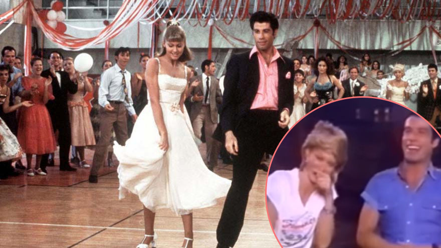 Watch Olivia Newton-John and John Travolta get the giggles in 1983 Grease interview