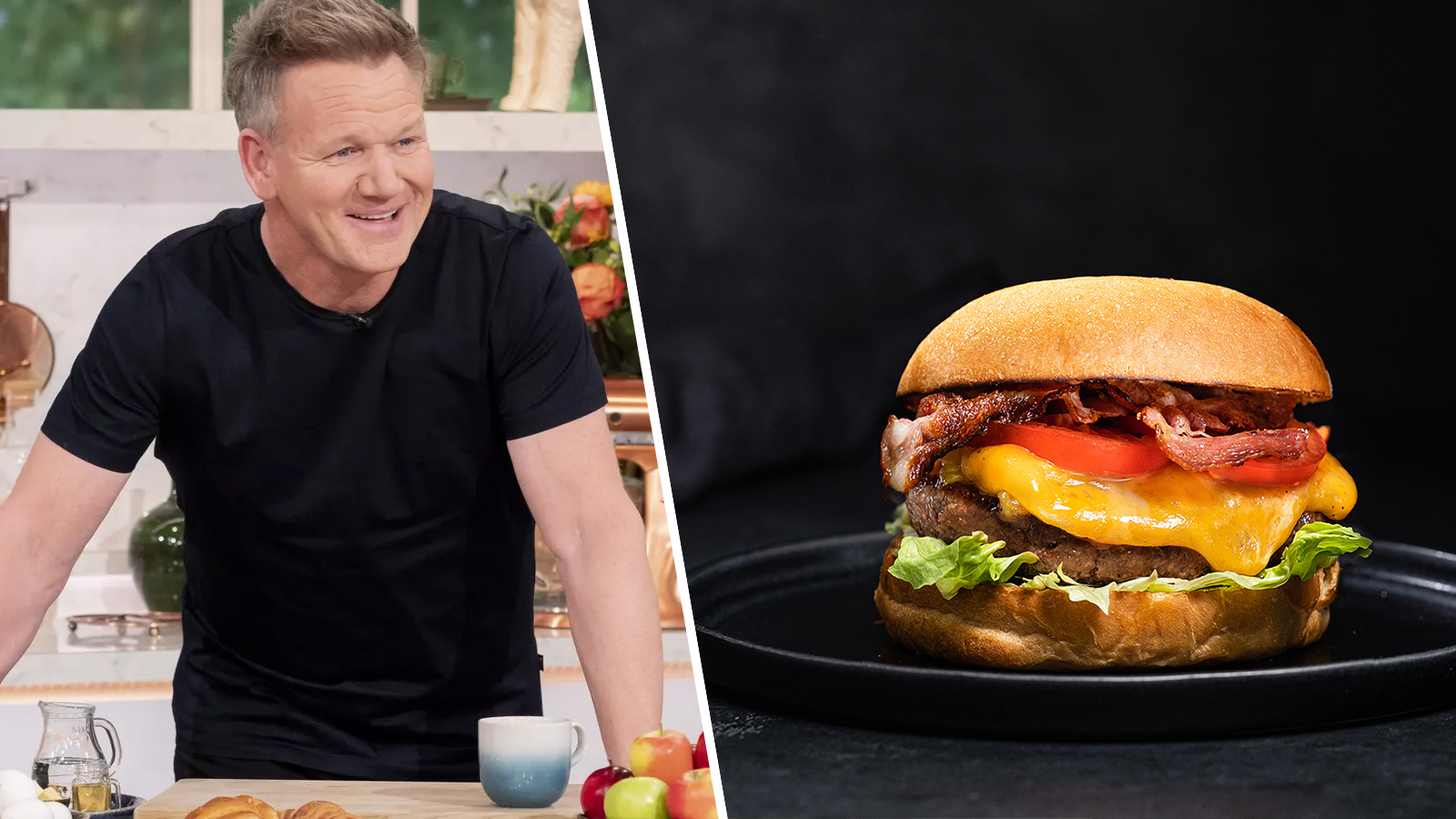 Gordon Ramsay's "perfect" 10-minute bacon cheeseburger recipe