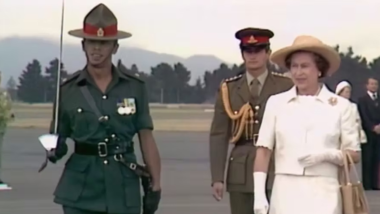 Grant Kereama shares incredible video of his father as Queen Elizabeth's guard in Christchurch in 1977