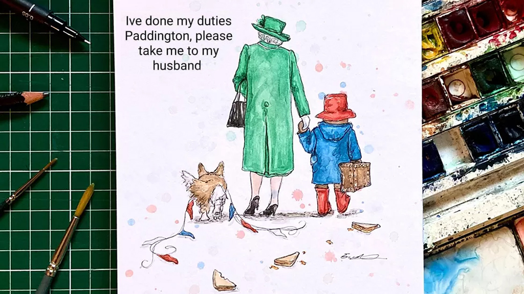 Incredibly emotional sketch of Queen Elizabeth with Paddington Bear went viral after her passing