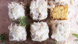 White chocolate and coconut squares. Photo / Tilly Pamment via NZ Herald
