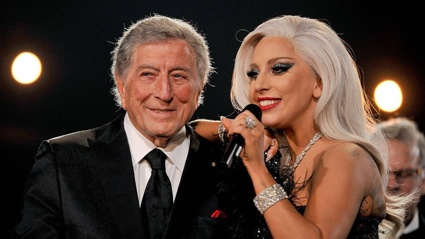 Lady Gaga (R) and Tony Bennett perform onstage during The 57th Annual Grammy Awards in 2015. Photo / Getty Images via NZ Herald