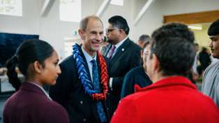 Prince Edward was welcomed with a mihi whakatau at Blue Light in Papakura. Photo / via NZ Herald