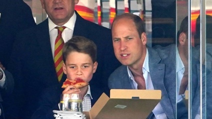 The Prince of Wales and Prince George watch from the box during day four of the second Ashes test match at Lord's, London. Photo / Getty Images