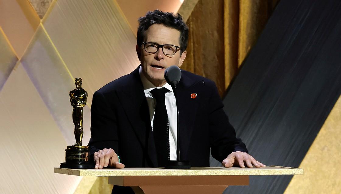 Michael J. Fox receives standing ovation as he accepts honorary Oscar for Parkinson's work