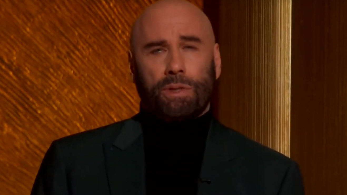 John Travolta pays tearful tribute to Grease co-star Olivia Newton-John at the Oscars