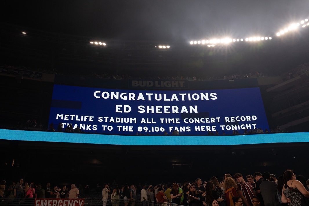 Ed Sheeran's MetLife Stadium show breaks attendance record with over