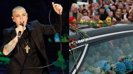 Fans of Sinead O'Connor lined the street as her funeral cortege passed through her former hometown of Bray. Photos / AP