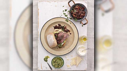 Lamb Rump Open Burger Served with Parsley Pesto