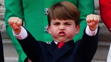 Prince Louis makes surprise Glastonbury appearance on giant flag