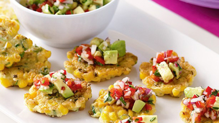 Sweet Corn Fritters With Avocado Salsa Recipe
