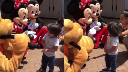 Deaf boy's meeting with Minnie and Mickey goes viral!