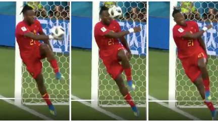Belgium striker embarrassingly smacks himself in face