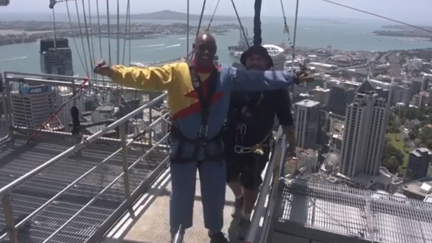 WATCH: The Chase's Shaun Wallace jumps off the Sky Tower in Auckland