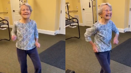 Elvis Presley's 'Jailhouse Rock' makes 91-year-old granny break into joyful dance after therapy