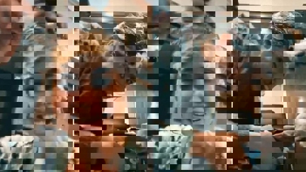 Woman shares genius hack of cutting her dog’s nails by putting peanut butter on her head