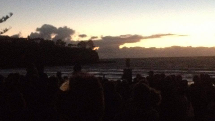 This soldier-shaped cloud from a previous year's Anzac Day dawn service gives us chills