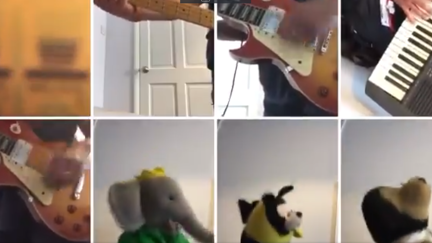 Man performs amazing version of 'Good Times' with some cuddly guests!