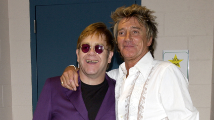 Rod Stewart takes cheeky swipe at Elton John impersonating him in a glittering jacket and glasses