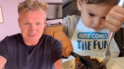 Gordon Ramsay's adorable reaction to two year old eating a gourmet meal, calls him "mini me"