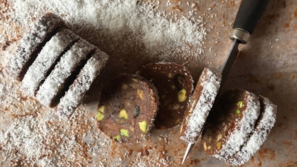 This no-bake chocolate, apricot and pistachio slice is perfect for summer