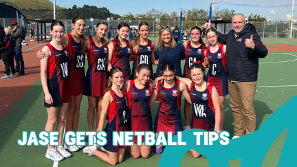 Jase takes netball advice from 12-year-olds