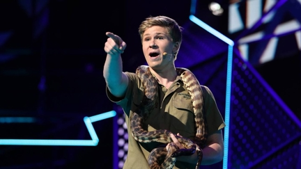 Robert Irwin has narrowly avoided python bite during a snake rescue mission