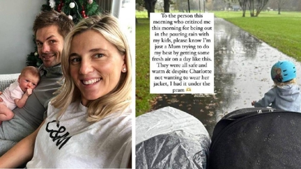 Gemma McCaw stands up against critics over taking her children for a walk in the rain