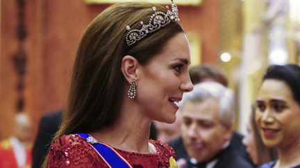 Princess Kate stuns in Lotus Flower Tiara and sparkling red gown at Buckingham Palace reception