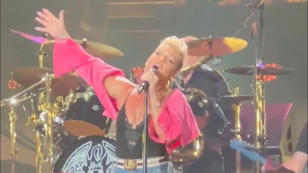Pink performs rousing rendition of 'Somebody To Love' with Foo Fighters and Queen at Taylor Hawkins tribute concert