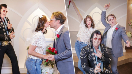 Jamie Oliver and his wife Jools have renewed their vows in Las Vegas with Elvis impersonator